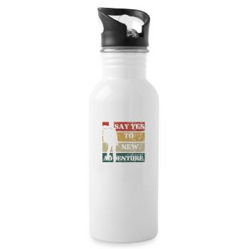 Say yes to new adventure - Water bottle with straw - white - Right