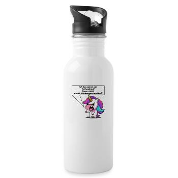 Einschulungseinhorn, sauer Schulbeginn - Trinkflasche mit integriertem Trinkhalm - Weiß - Rechts
