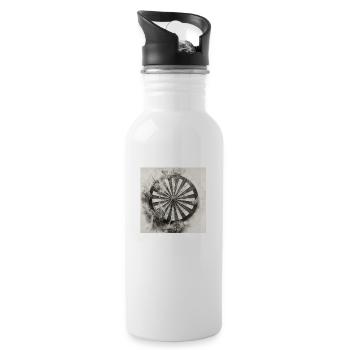 Dartboard Dartscheibe Winkingerschild - Trinkflasche mit integriertem Trinkhalm - Weiß - Rechts