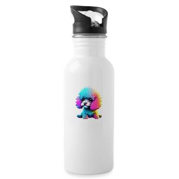 Pudel Hundeliebe Hundehalter Pudelwelpe Hundewelpe - Trinkflasche mit integriertem Trinkhalm - Weiß - Rechts