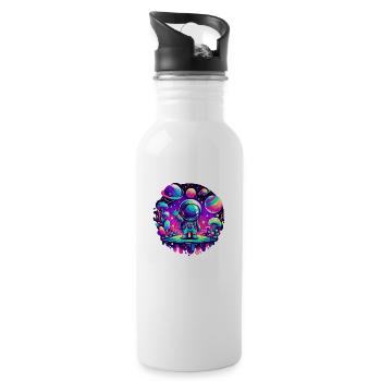 Kleiner Astronaut Pink - Trinkflasche mit integriertem Trinkhalm - Weiß - Rechts