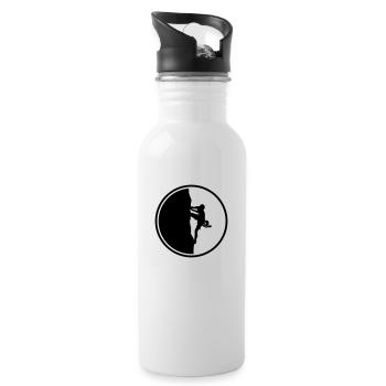 klettern bergsteigen silhouette kreis - Trinkflasche mit integriertem Trinkhalm - Weiß - Rechts
