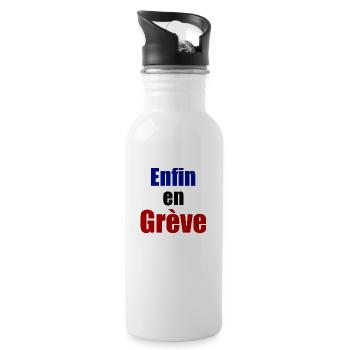 Enfin en grève - Gourde avec paille intégrée - blanc - Droite