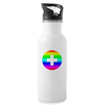 Arc-en-ciel rond plus croix - Gourde avec paille intégrée - blanc - Droite
