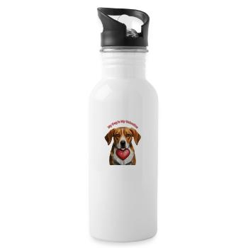 Mon chien, c’est ma Saint-Valentin - Gourde avec paille intégrée - blanc - Droite