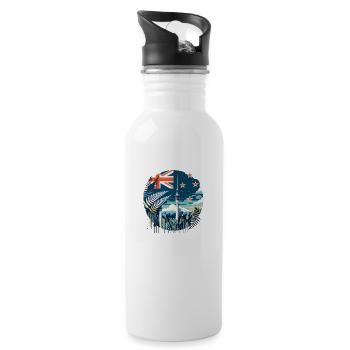 Neuseeland Aotearoa Kiwi 18 - Trinkflasche mit integriertem Trinkhalm - Weiß - Rechts