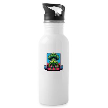 Pumperbrokkoli - Trinkflasche mit integriertem Trinkhalm - Weiß - Rechts