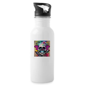 Schädel - Trinkflasche mit integriertem Trinkhalm - Weiß - Rechts