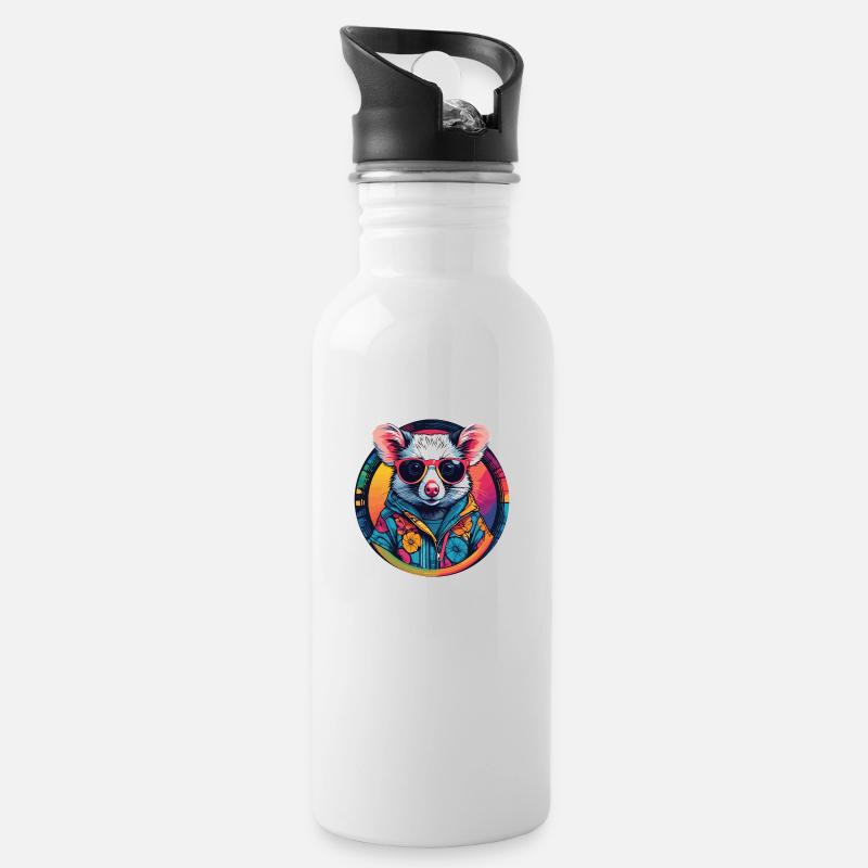 Possum - Water bottle with straw - white
