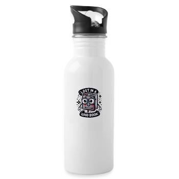 Lost in a good book - Water bottle with straw - white - Right