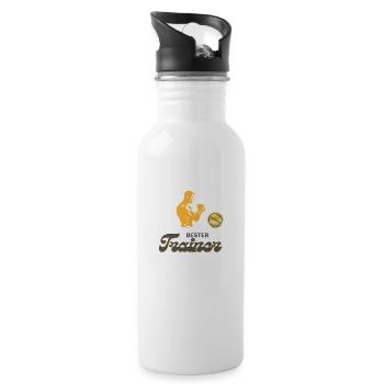 Boxen bester Trainer aller Zeiten Boxer Geschenk - Trinkflasche mit integriertem Trinkhalm - Weiß - Rechts