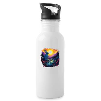 rabbit bearded collie easter for kids present idea - Trinkflasche mit integriertem Trinkhalm - Weiß - Rechts
