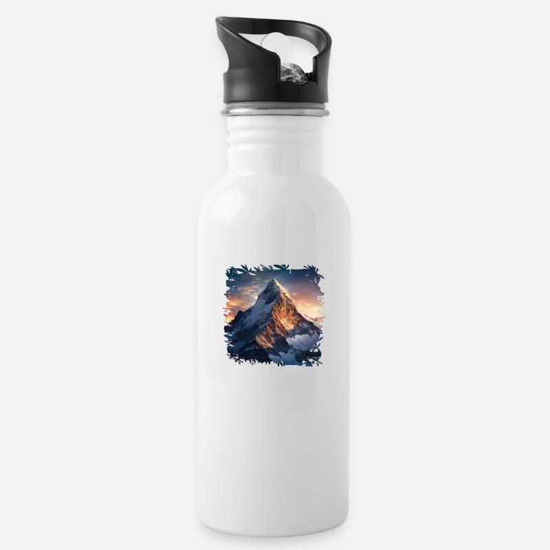Bergsteigen am Matterhorn - Trinkflasche mit integriertem Trinkhalm - Weiß