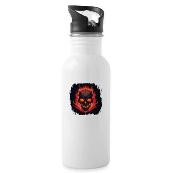 heart skeleton broken heart black birthday present - Trinkflasche mit integriertem Trinkhalm - Weiß - Rechts