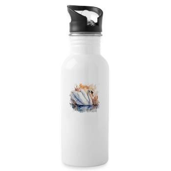 Power Animal Swan - Water bottle with straw - white - Right