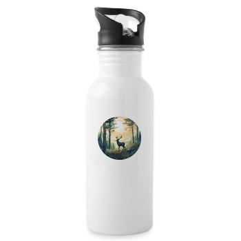 Lonely deer - Water bottle with straw - white - Right