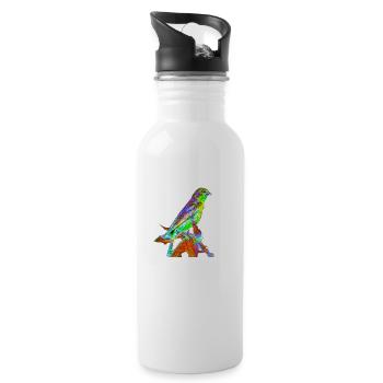 Colorful Bird, T-shirt, Gift, BirthdayA734003 - Water bottle with straw - white - Right