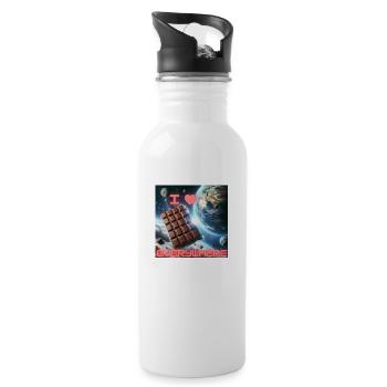 I love chocolate - everywhere - Trinkflasche mit integriertem Trinkhalm - Weiß - Rechts