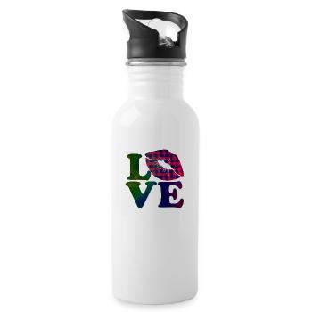 Love me Valentine Happy Valentines Valentines - Water bottle with straw - white - Right