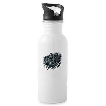 Vormarsch der gepanzerten Vorhut - Trinkflasche mit integriertem Trinkhalm - Weiß - Rechts