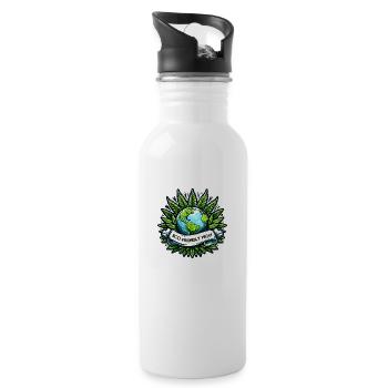 "Umweltfreundliches High": Earth & Cannabis Unity T-Shirt - Trinkflasche mit integriertem Trinkhalm - Weiß - Rechts