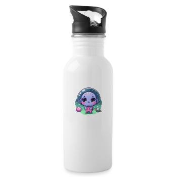Designs For Kids – Freundliche Aliens - Trinkflasche mit integriertem Trinkhalm - Weiß - Rechts
