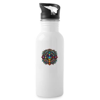 Yoga Chakra Mantra - Trinkflasche mit integriertem Trinkhalm - Weiß - Rechts