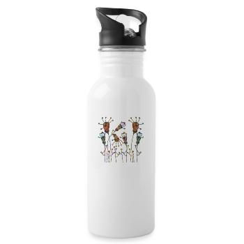 Flowers - Water bottle with straw - white - Right