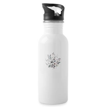 Motif floral - Gourde avec paille intégrée - blanc - Droite
