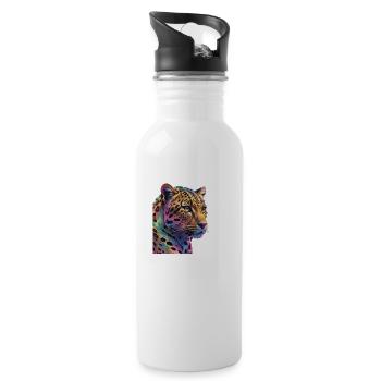 Leopard - Water bottle with straw - white - Right