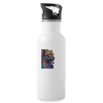 Leopard - Water bottle with straw - white - Right