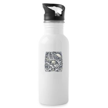 Nächtliche Wache - Trinkflasche mit integriertem Trinkhalm - Weiß - Rechts