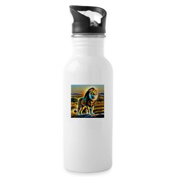 Lion - Water bottle with straw - white - Right