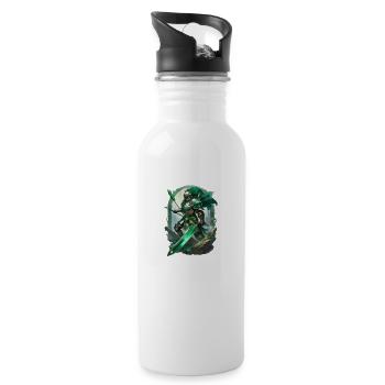 Gepanzerter Ritter, gekleidet in leuchtend grüne - Trinkflasche mit integriertem Trinkhalm - Weiß - Rechts