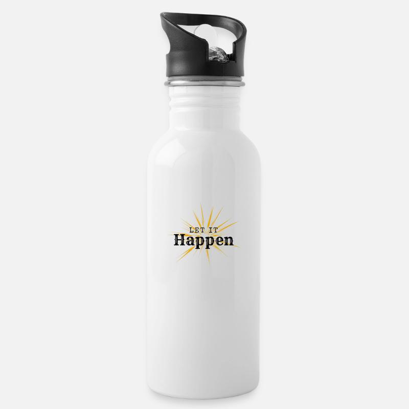Let it happen - Trinkflasche mit integriertem Trinkhalm - Weiß