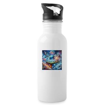 Komm ins Metaverse - Trinkflasche mit integriertem Trinkhalm - Weiß - Rechts