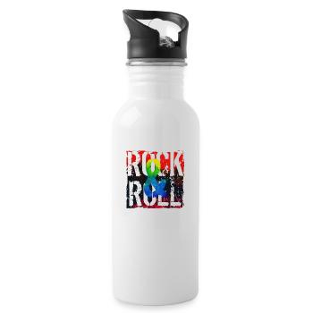 Musik, Retro, Heavy Metal, Hard Rock, Punk, Vinyl, Pop - Trinkflasche mit integriertem Trinkhalm - Weiß - Rechts