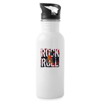 Musik, Retro, Heavy Metal, Hard Rock, Punk, Vinyl, Pop - Trinkflasche mit integriertem Trinkhalm - Weiß - Rechts