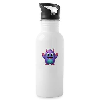 Designs For Kids – Märchenhafte Monster - Trinkflasche mit integriertem Trinkhalm - Weiß - Rechts