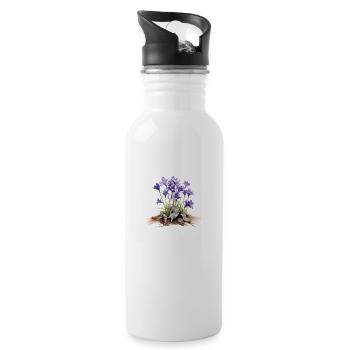 Violetter Strauß - Trinkflasche mit integriertem Trinkhalm - Weiß - Rechts