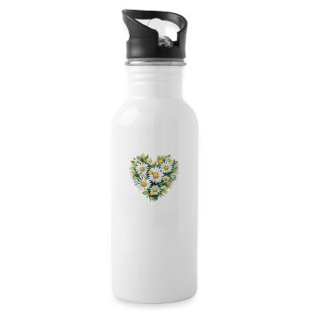 Daisy Heart - Water bottle with straw - white - Right