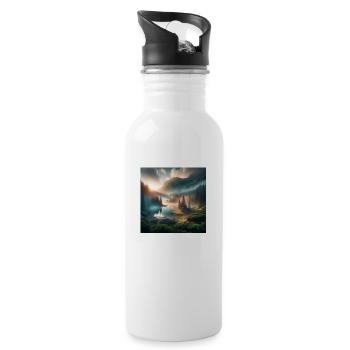 Sunrise - Trinkflasche mit integriertem Trinkhalm - Weiß - Rechts
