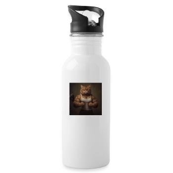 Bodybuilder - Trinkflasche mit integriertem Trinkhalm - Weiß - Rechts