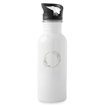 The Bride Team White Flower - Matching tshirt - Water bottle with straw - white - Right