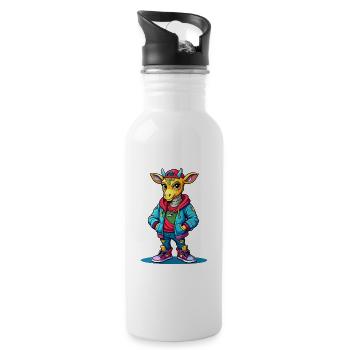 Giraffe Parade: Cool Giraffe - Water bottle with straw - white - Right