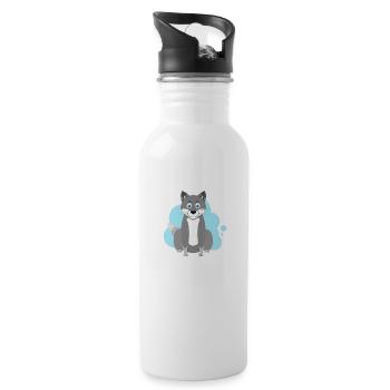 Cartoon wolf splash - Water bottle with straw - white - Right