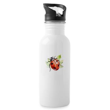 Marienkäfer Wasserfarbe - Trinkflasche mit integriertem Trinkhalm - Weiß - Rechts