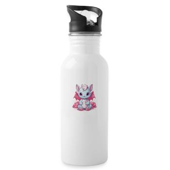 Kawaii Dragon - Gourde avec paille intégrée - blanc - Droite