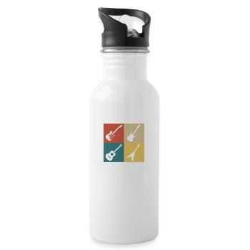 Retro Vintage Guitar - Water bottle with straw - white - Right