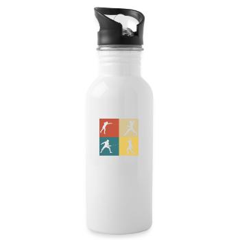 Retro Vintage Fencer - Water bottle with straw - white - Right